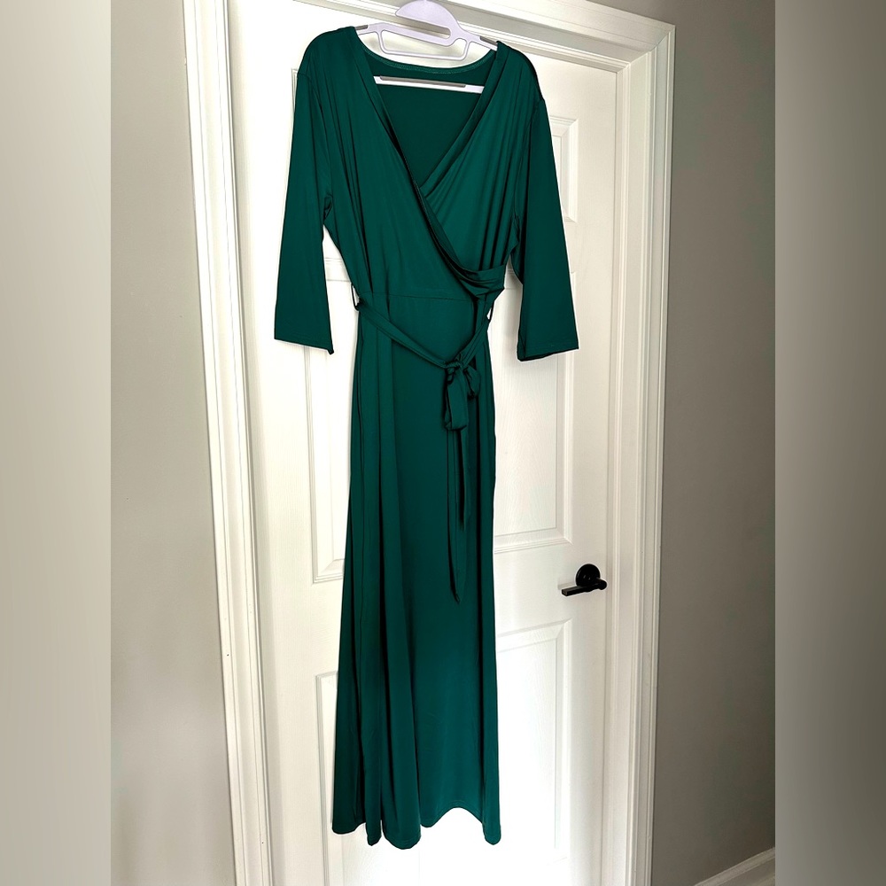 Plus Size Maxi Dress for Women Casual Summer Sundress V-Neck 3/4 Sleeve, size 3X